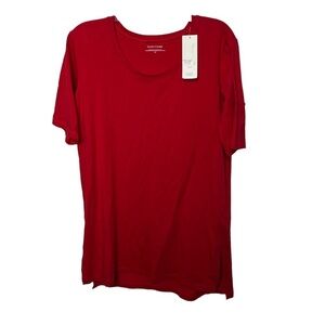 NWT Eileen Fisher Size Small Solid Red Short Sleeve T-Shirt Cotton Dress S18OJ